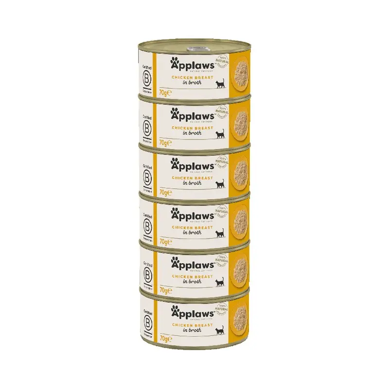 Applaws Natural Wet Adult Cat Food Chicken Breast In Broth 6X70G Tins