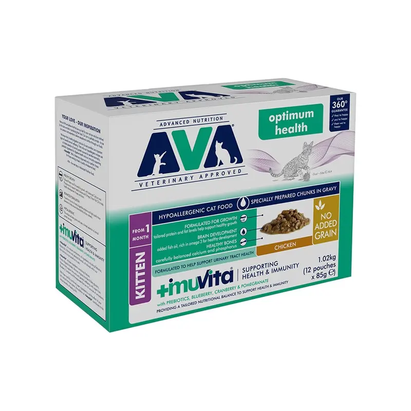 Ava Veterinary Approved Optimum Health Wet Kitten Food Chicken In Gravy 12X85G