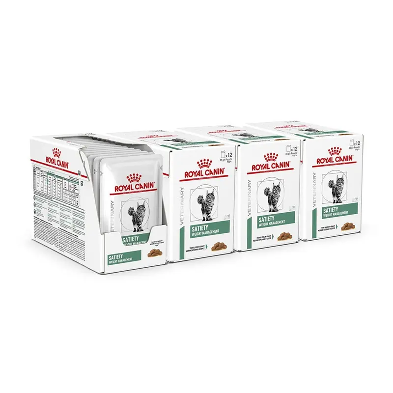 Royal Canin Veterinary Satiety Weight Management Adult Wet Cat Food In Gravy 48X85G