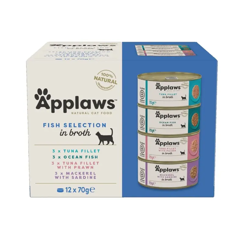 Applaws Natural Wet Cat Food Fish Selection In Broth - X 70G Size 12