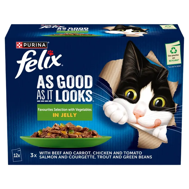 Felix As Good As It Looks Adult Wet Cat Food Vegetable In Jelly 12X85G