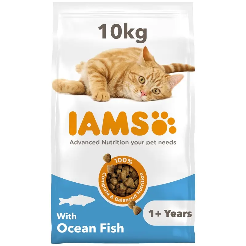 IAMS Adult Complete Dry Cat Food Ocean Fish 10kg - Supports Strong Immune System