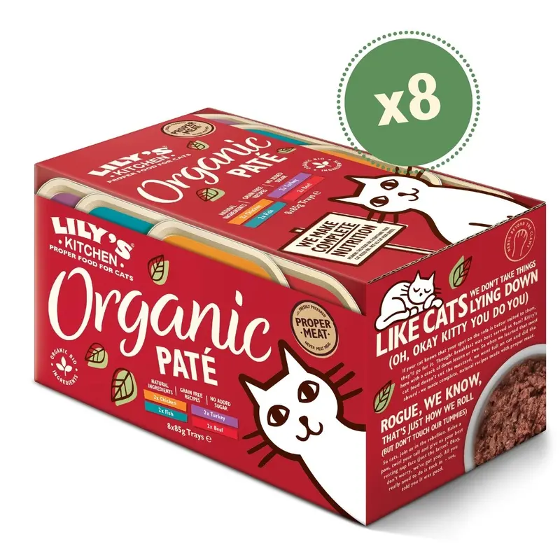 Lilys Kitchen Organic Pate Multipack Cat Trays - X 85G Grain Size 8