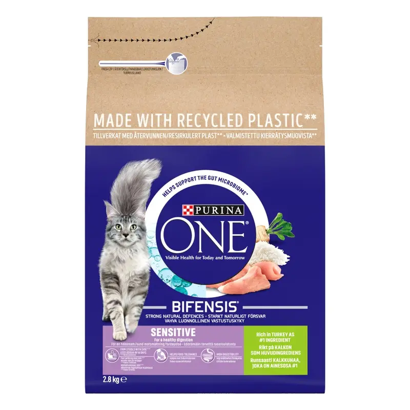 Purina One Sensitive Turkey & Rice Dry Cat Food - 2.8Kg