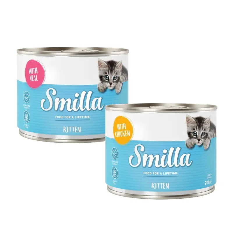 Smilla Kitten 6 X 200G - Mixed Pack (Chicken, Veal & Poultry Hearts)