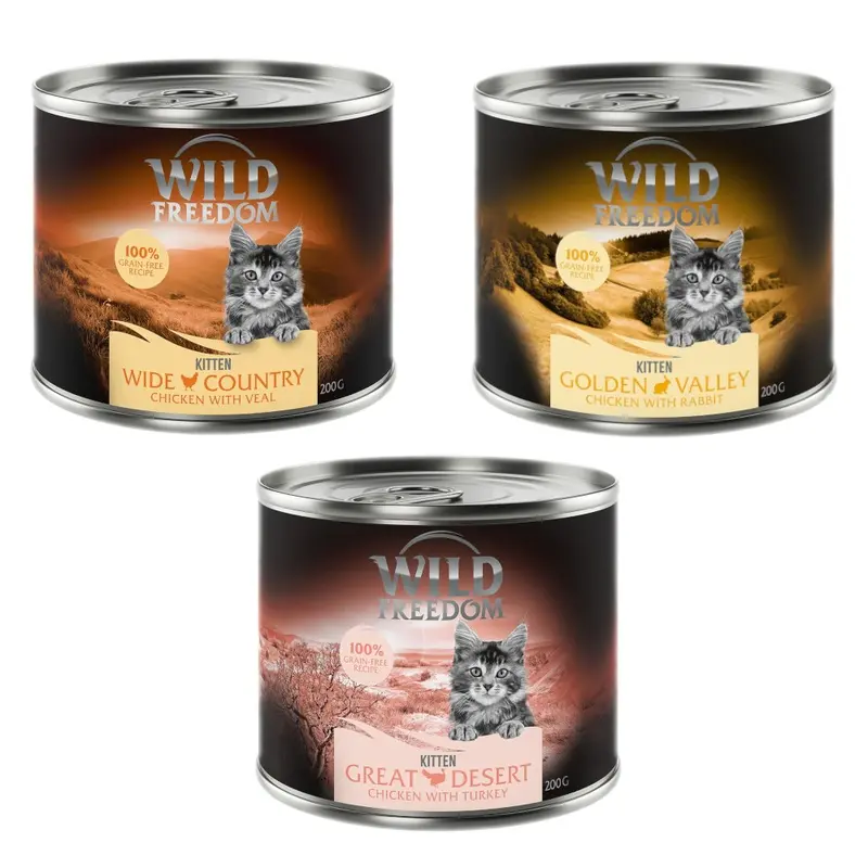 Wild Freedom 6 X 200G Wet Cat Food - 5 + 1 Free! * - Kitten Mixed Pack (3 Varieties) (6 X 200G)