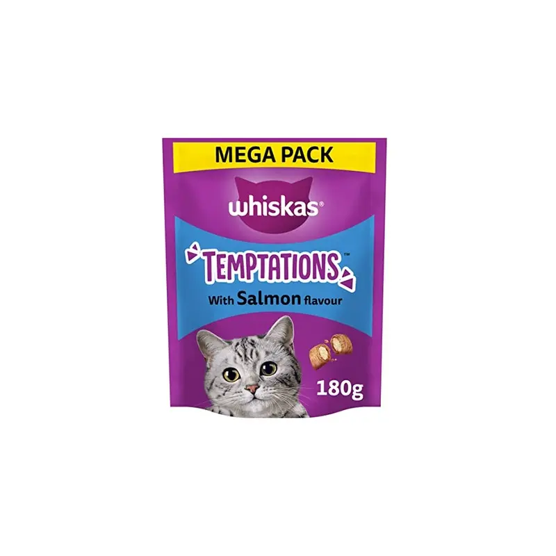 New Whiskas Temptations Cat Treats 4X180g - Crunchy Salmon Small