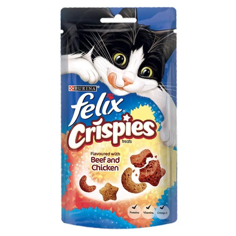 Felix Crispies Cat Treats Beef And Chicken, Pack Of 8 45G