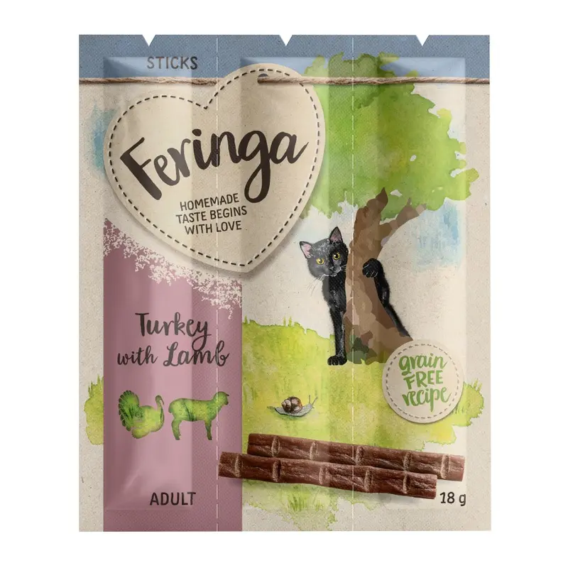 Feringa Cat Treats - 15% Off! * - Turkey & Lamb (3 X 6G Sticks)