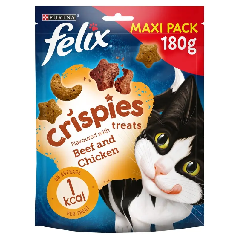 New Felix Crispies Cat Treats Beef & Chicken, Pack Of 5 180G