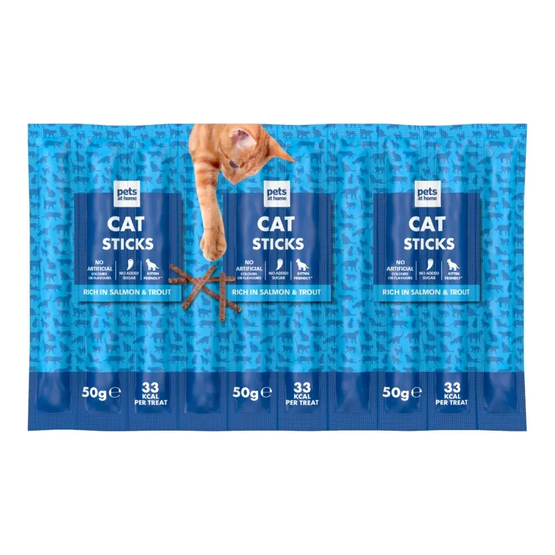 Pets At Home Cat Treat Sticks Rich In Salmon And Trout 10X5G