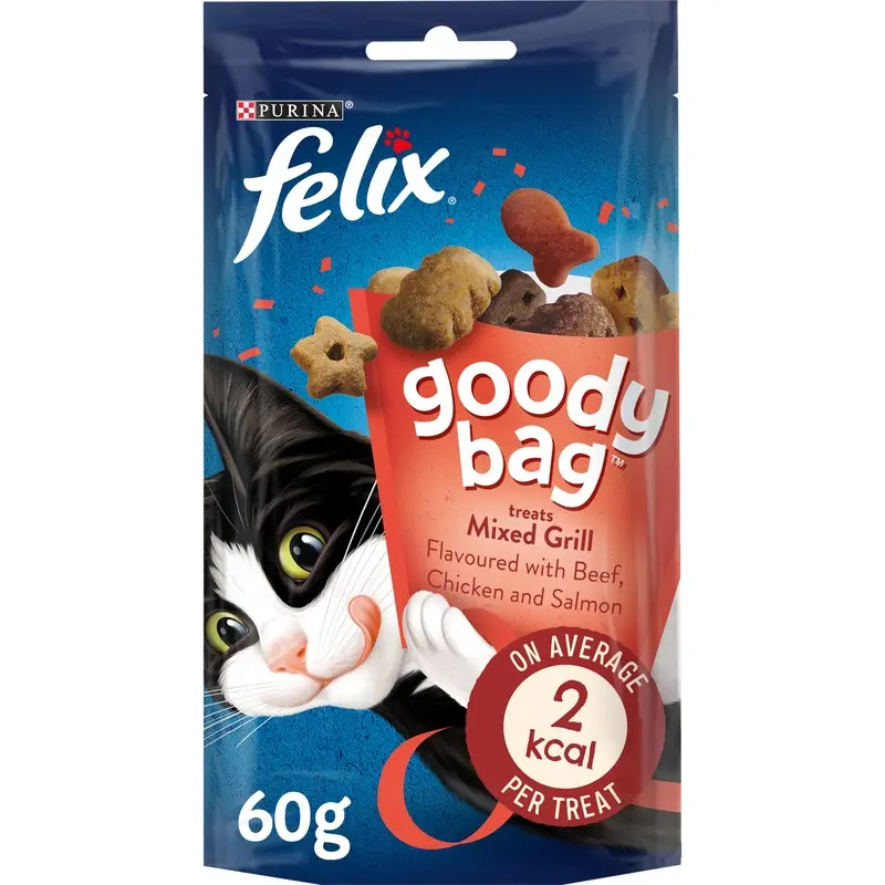 Felix Goody Bag Picnic Mix Adult Cat Treats Mixed Grill 8 x 60g Packs