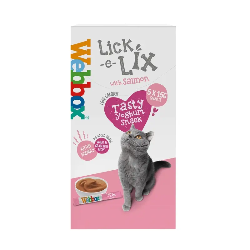 Webbox Lick-E-Lix Yoghurt Salmon Sachets Cat Treat 5 X 15G