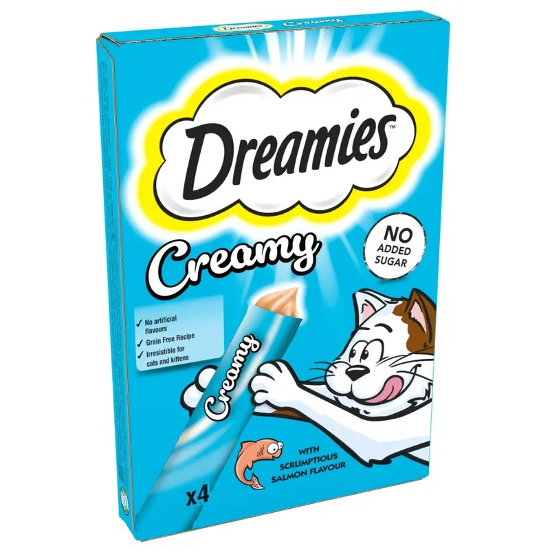 Dreamies Salmon - Creamy Cat Treats - X 40 G - Multipack Snacks - Packs Size 11