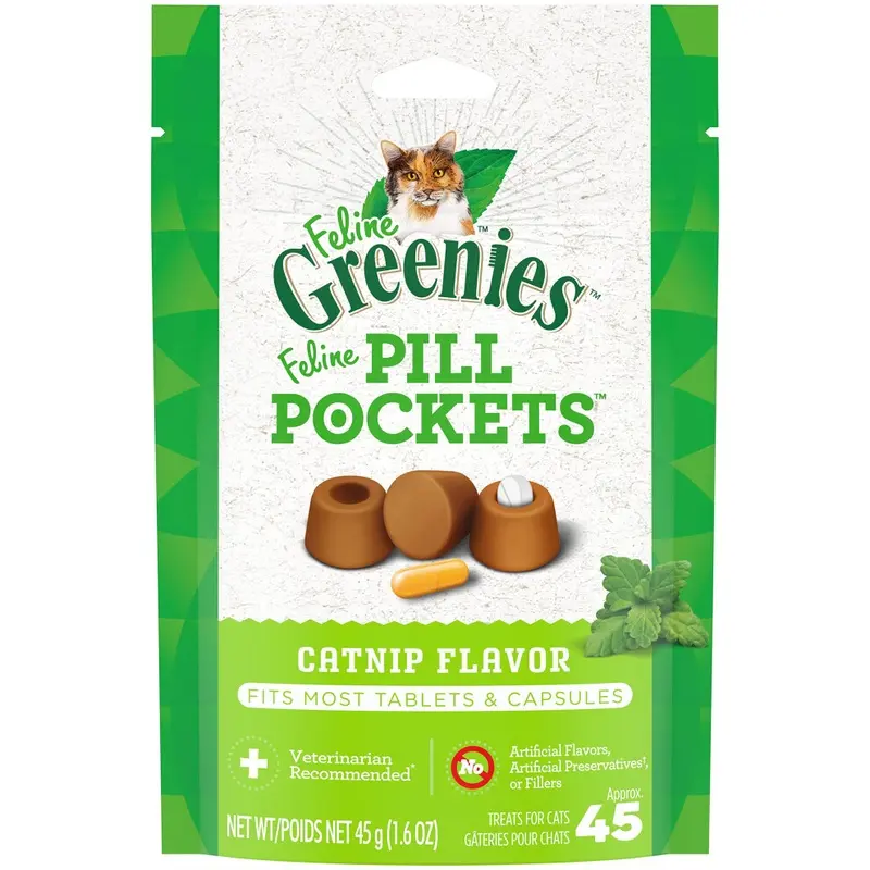 Greenies Feline Pill Pockets Catnip Flavor For Tablets & Capsules 45-Count Size 45