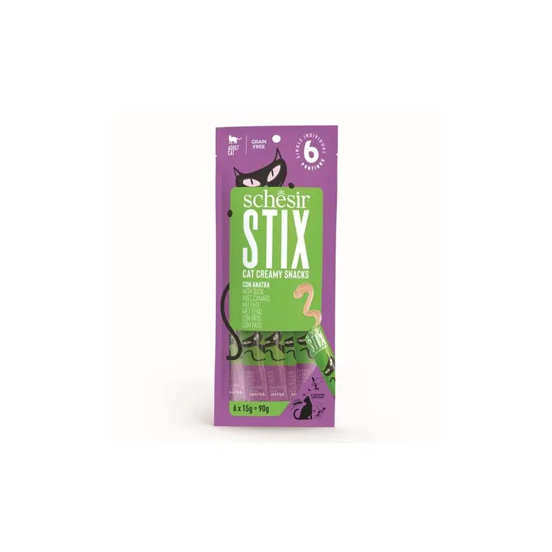 Schesir Stix Adult Cat Duck 6X15g Stick, Pack Size 12