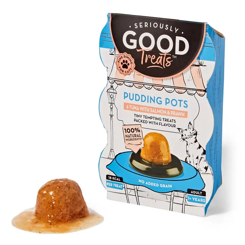 Seriously Good Cat Treat Pudding Pots Tuna Salmon And Prawn 6X22G