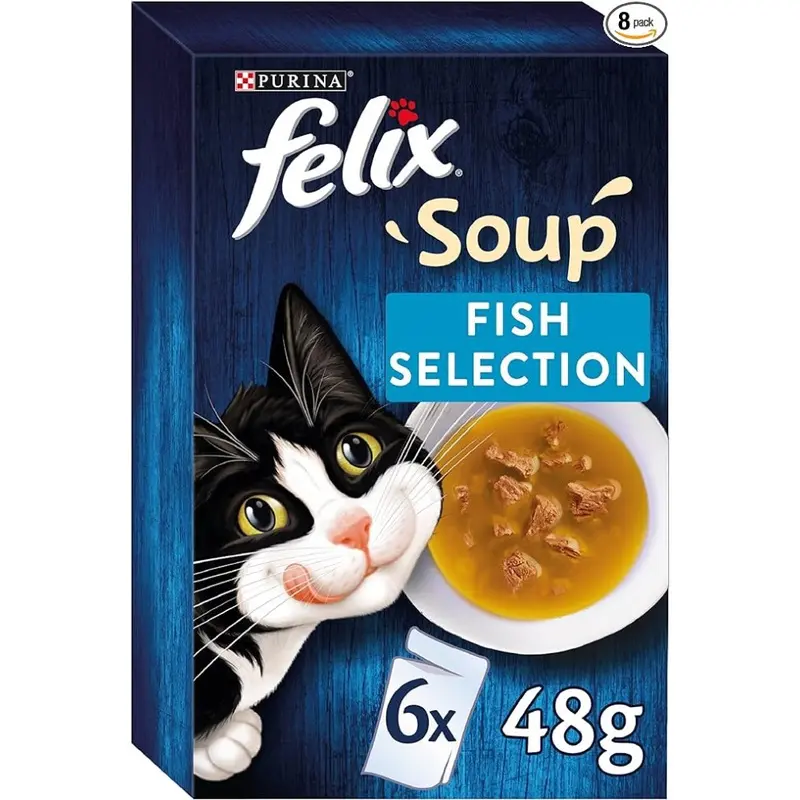 Felix Soup Cat Food Fish Selection 6X48g Cat Treat Packaging May Vary Pack Of Size 8