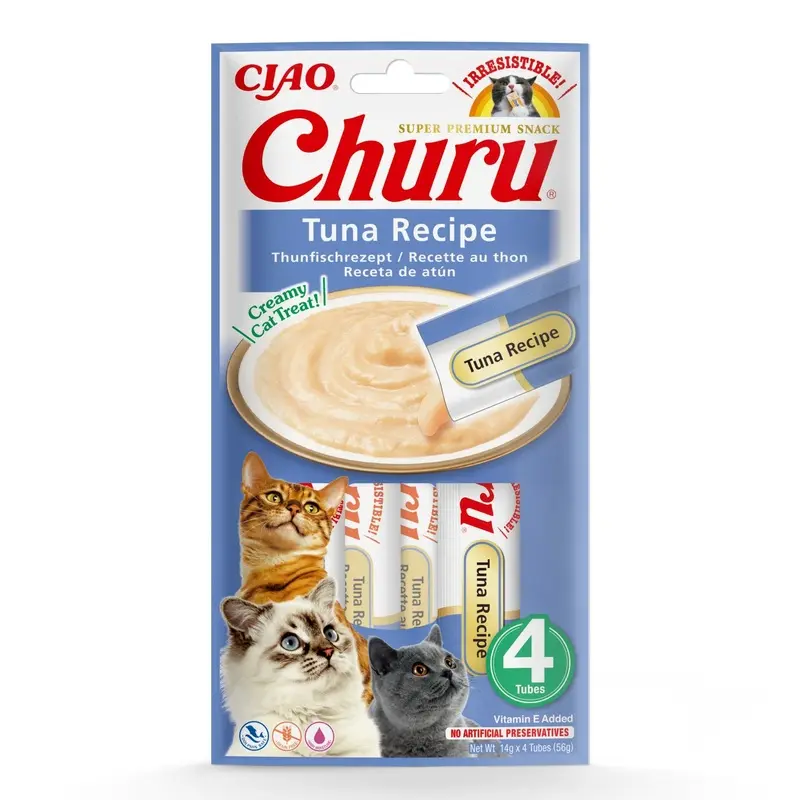 Inaba Churu Tuna Recipe Puree For Cats - X 14G Grain/Salmon Size 4