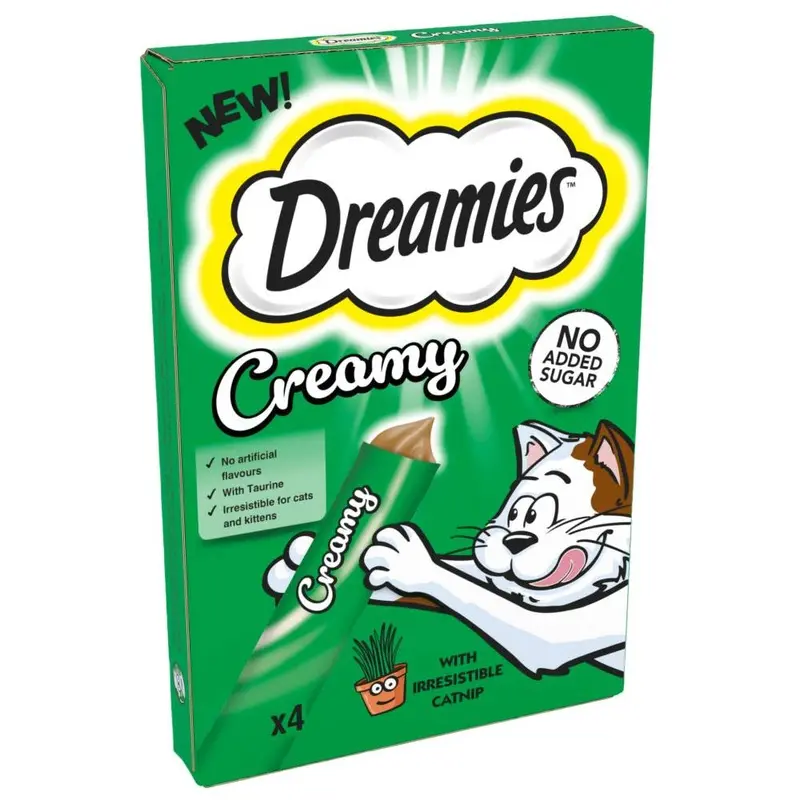 Dreamies Creamy Snacks With Irresistible Catnip - 4 X 10G