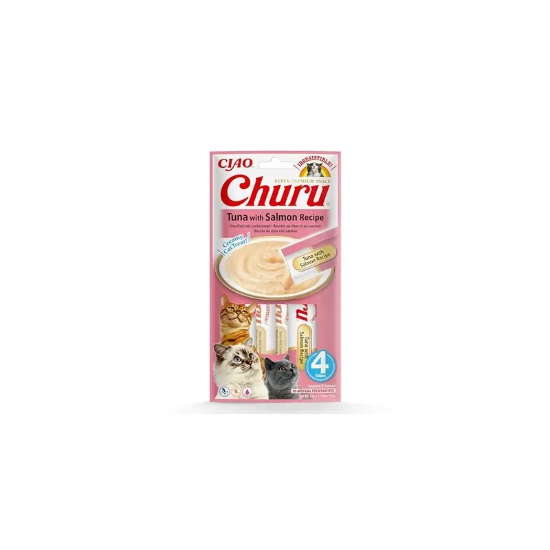 Inaba Salmon/Grain Ciao Churu Sticks - Tuna & (4 X 14G) - Free Size 4