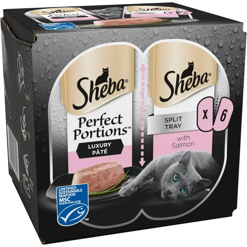 New Sheba Pack Of Perfect Portions Tray With In Loaf 225 G Salmon Cat Food Size 8