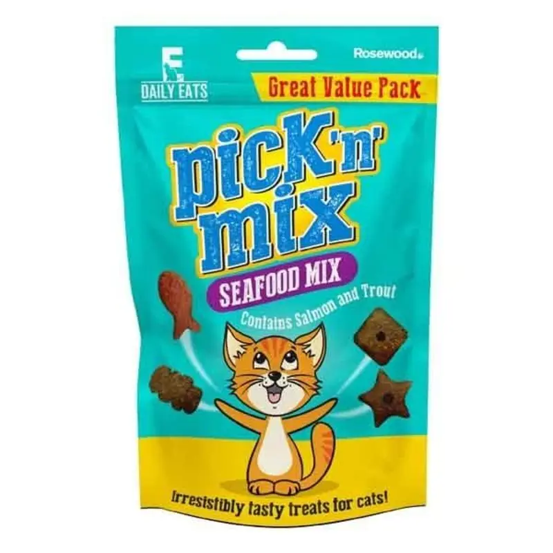 Rosewood Daily Eats Pick And Mix Seafood Mix Cat Treats - Blue/Salmon 180G