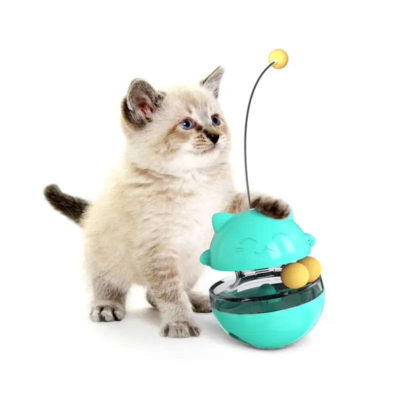 3-In-1 Interactive Cat Leaking Food Ball with Teasing Wand Pet Slow Food