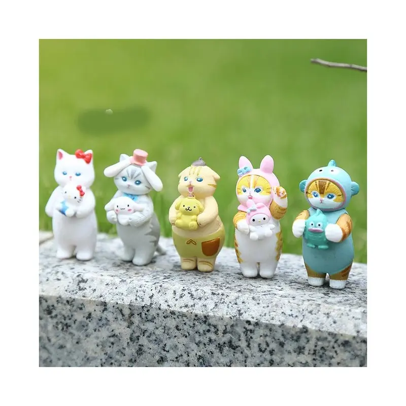 6Pcs Cat Toy Melody Cinnamoroll Hangyodon Kitty Pompompurin Kuromi Decoration Size 6