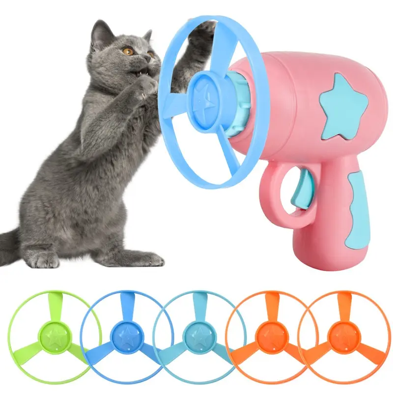 New Nivofu Cat Fetch Toy, Pet Toy Flying Propellers Disc Cat Interactive Toys Size 1