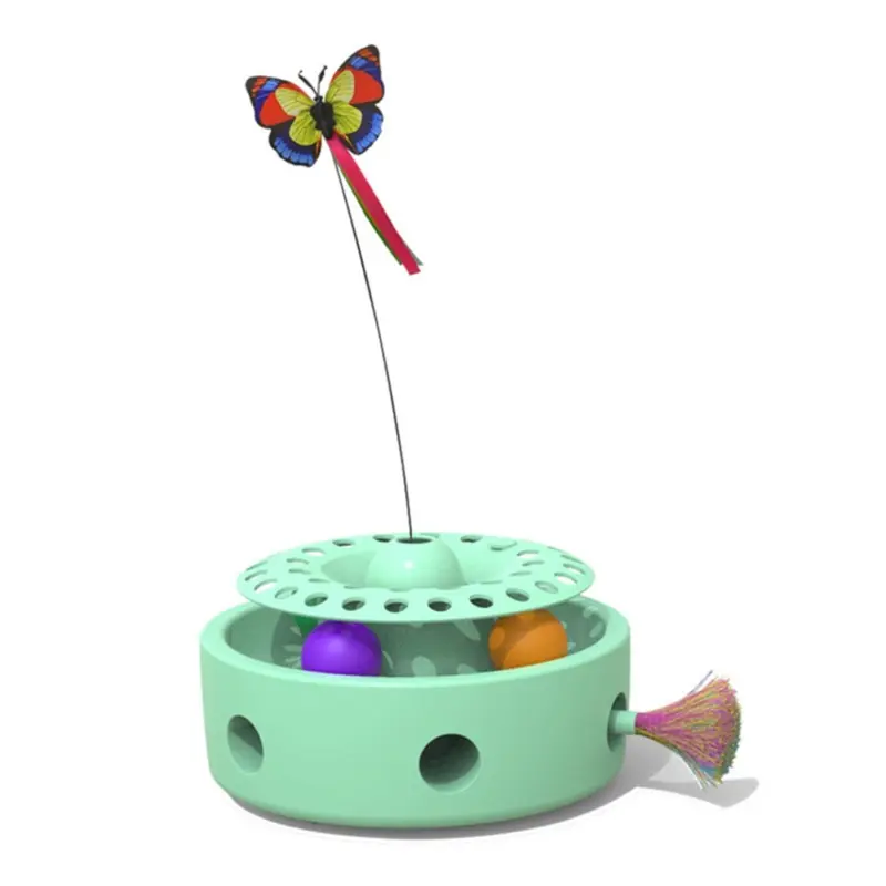 Markenlos Green 3-In-1 Cat Turntable Cat Butterfly Flying Hole Puncher