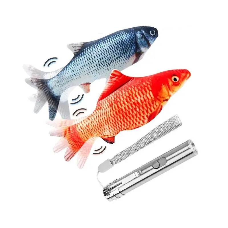 New Greenzech Funny Cat Lamp & Plush Fish Set Mint Powder 2Usb Charging Cable Size 2