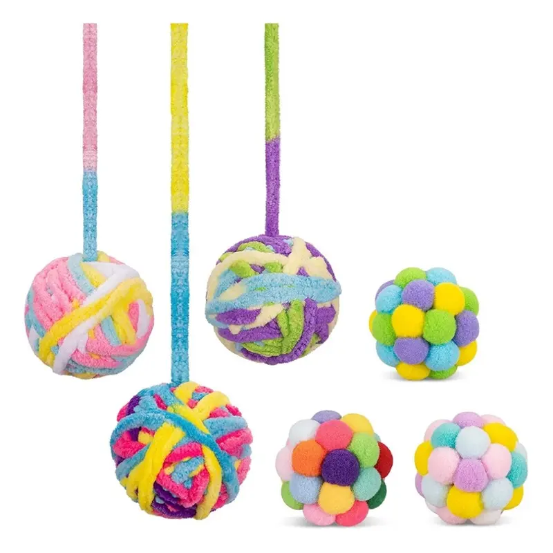 Exogio Cat Toys Ball, Woolen Yarn Balls With Bell And Fuzzy