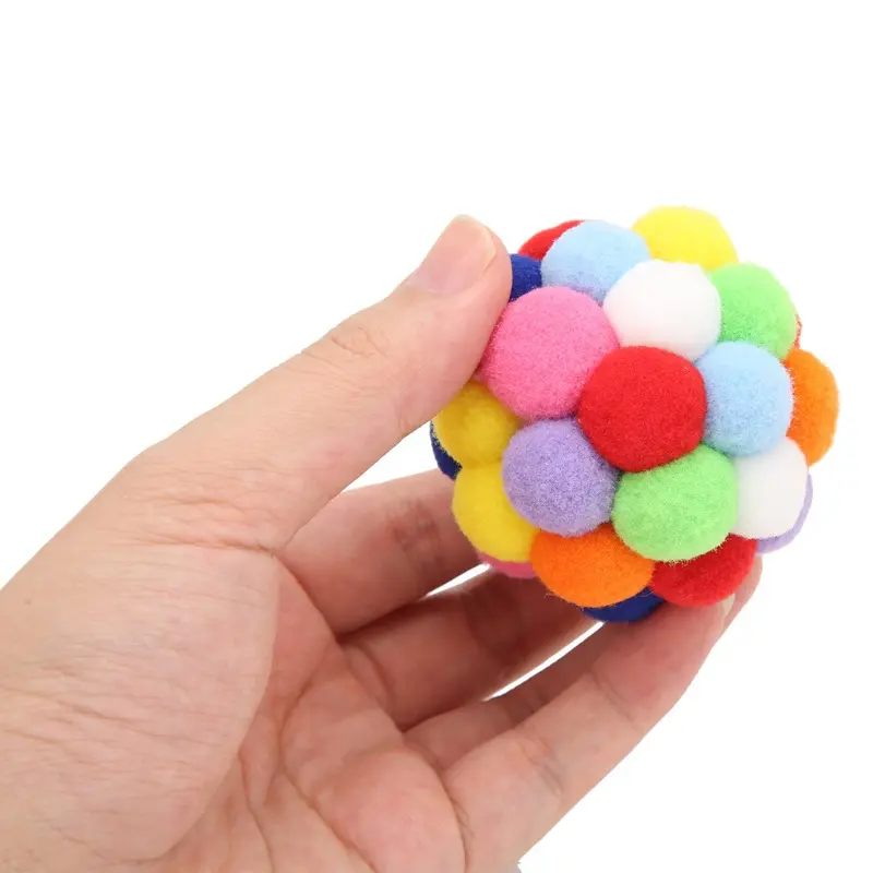 Cat Ball Toys with Bells Soft Cat Interactive Colorful Cat Balls for Cats Kitten Pet