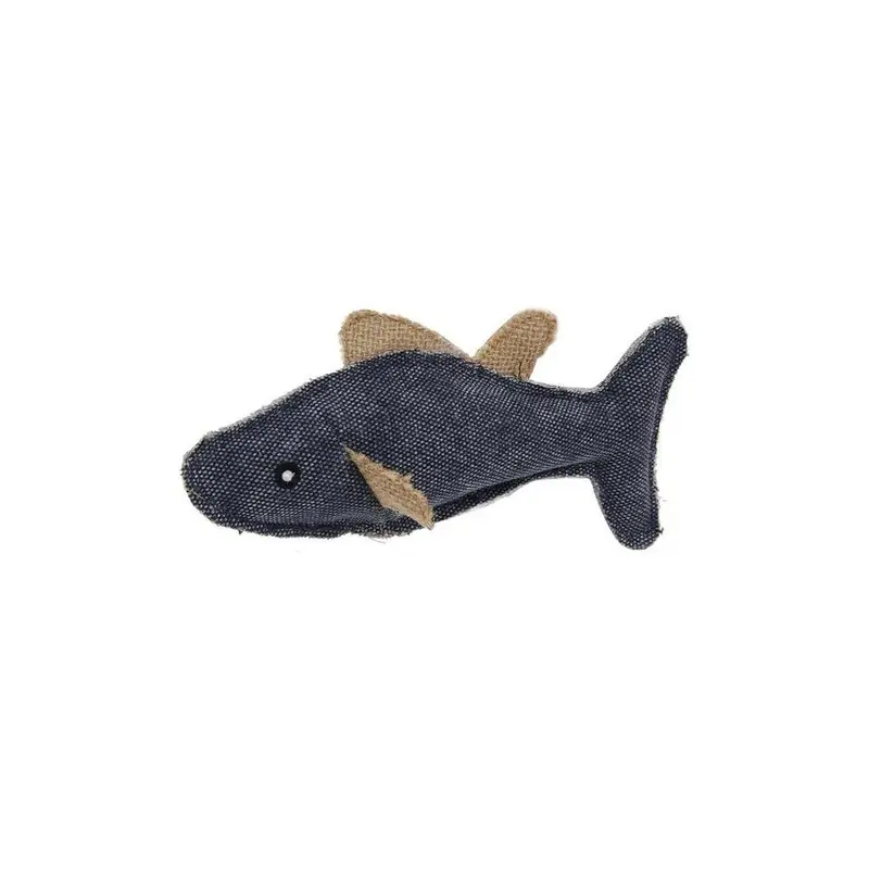 Petpurifiers Black Durable Fish Plush Kitty Catnip Cat Toy, - Large