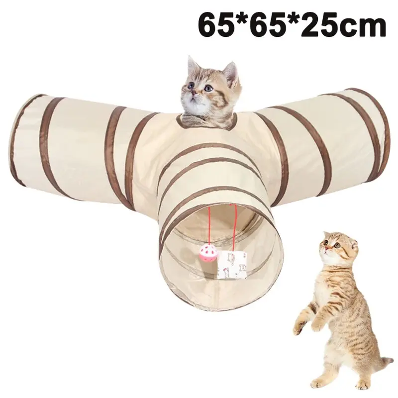 Limbo Beige Cat Tunnel,Collapsible Way Play Toy,Tube Fun For Kittens, And Dogs Size 3