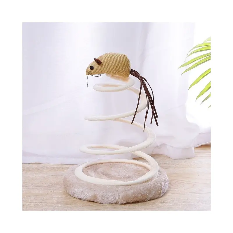 (Mouse) Toy Spiral Cat Steel Wire Spring Hemp Disc With Mice Decoration Fish And