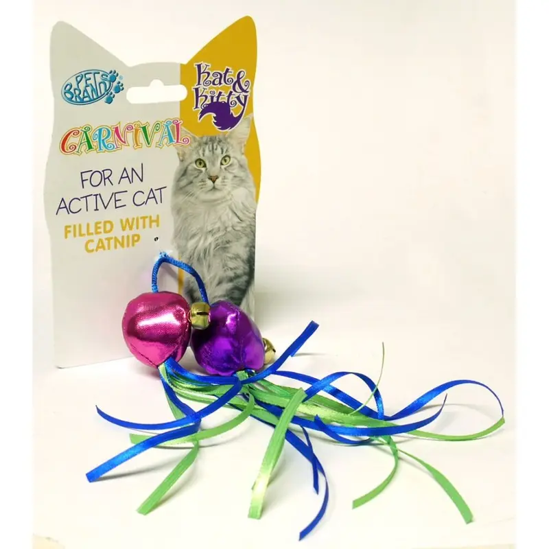 Pet Brands Twin Catnip Balls Colourful Fun Toy Tassle Kitten Feline