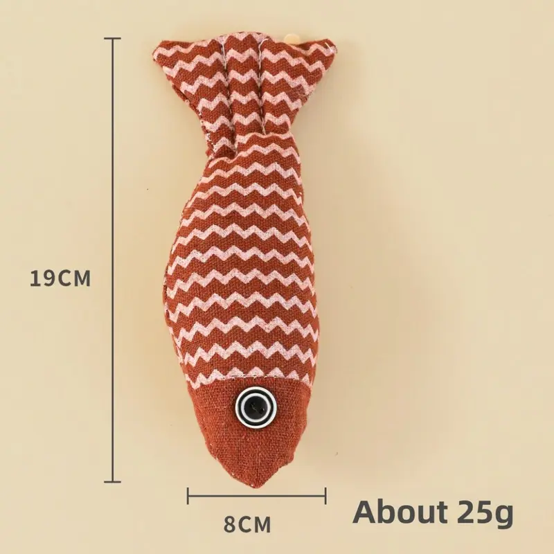 (Coffee ) Pet Simulated Cat Fish Toys With Bring Catnip For Play Dental And Health