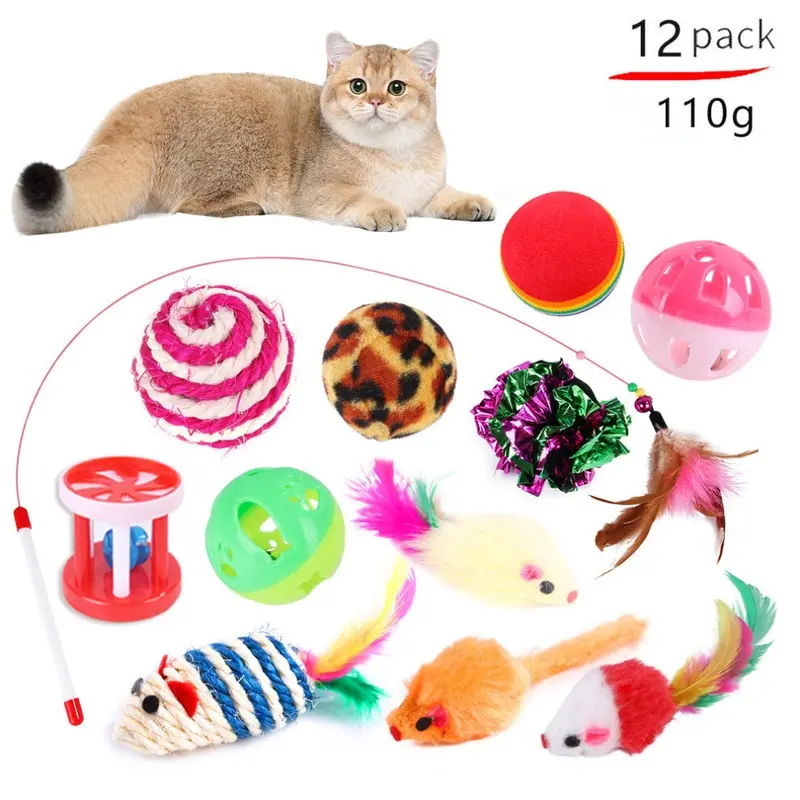 Flemye (12Pcs Balls) Dualpet Kitten Toys Variety Cat Toy Combination Set Cat Toy