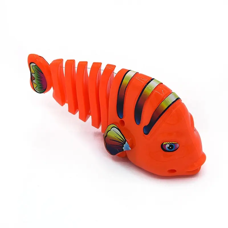 Orange (Orange) Clockwork Swinging Cartoon Fish Toys, Plastic Wind-Up Wiggle Fish Toys