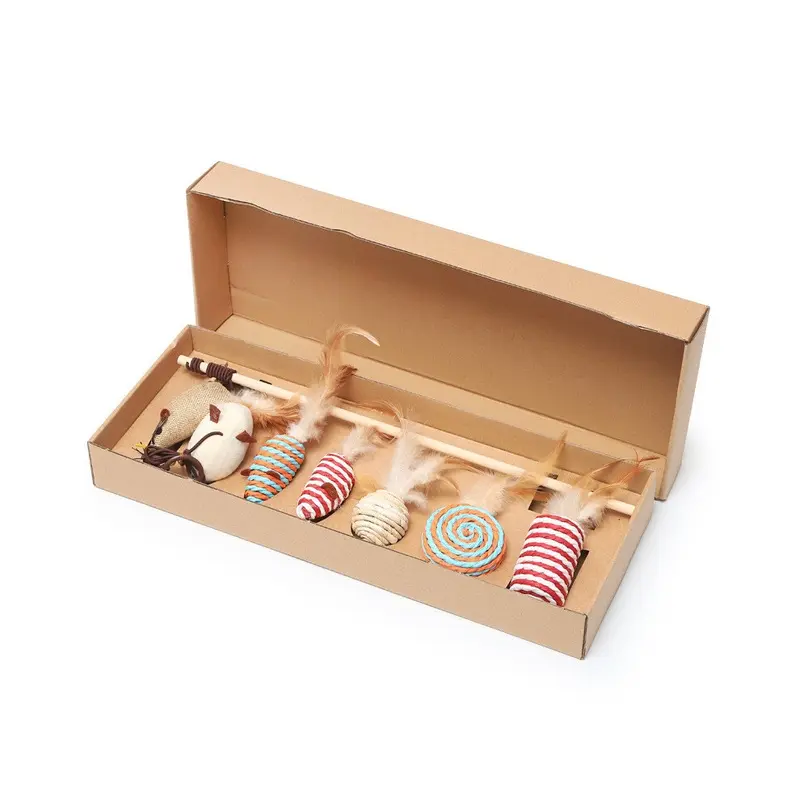 Toy Stimulating Cat Set Teeth Grinding Toys With Feather Bell Plush And Soft