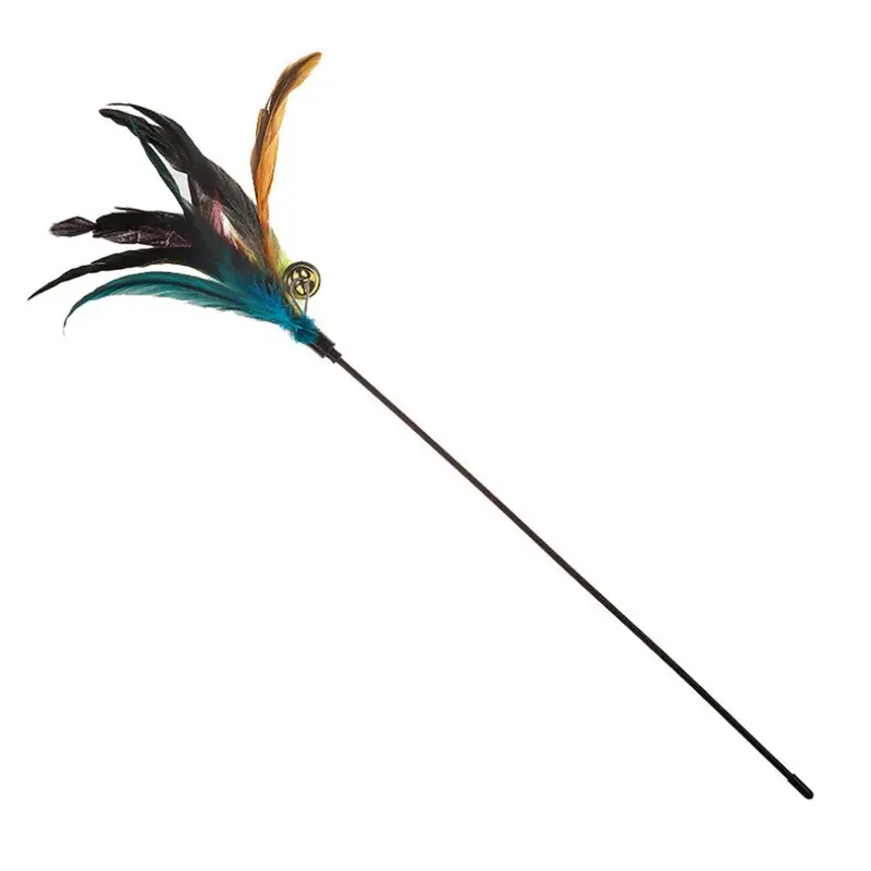 12Pcs Big Chicken Feather Cat Toy Long Cat Toy With Ringing Bells 53Cm