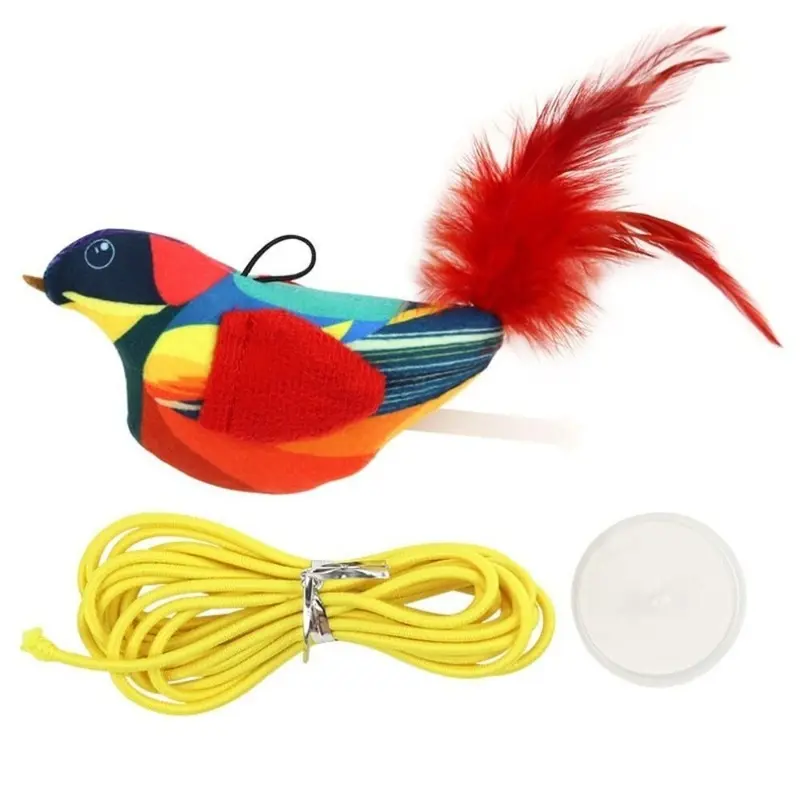 (A) Usb Flapping Bird Sparrow Cat Toy Hangable Pet Simulation Sparrow Toy Size 3