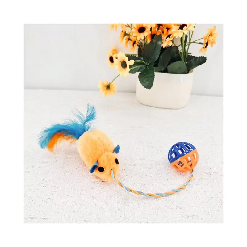 Orange/Blue () And Feather Mouse Bell Ball Toy For Cats Interactive Fun And Plush