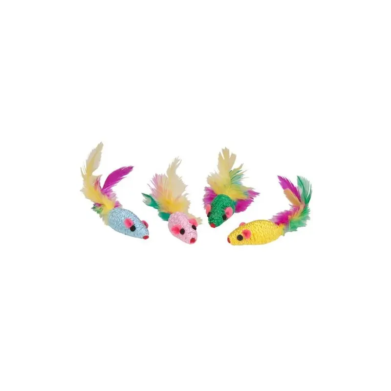 Petpal Feather Mouse Rattlers Toy - Pack Of Size 4