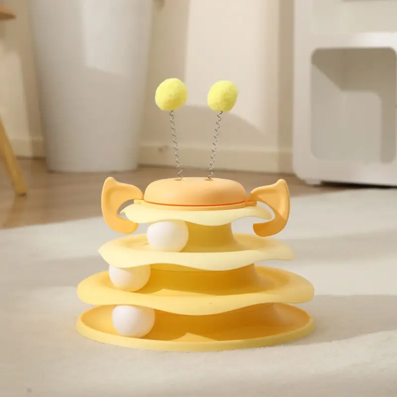 (StyleF) Cat Toy Puzzle Kit With Fourstory Bee Pig Playboard For Home Play Exercise