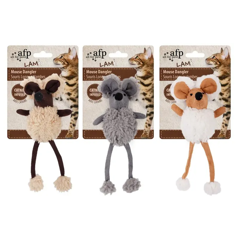 ALL FOR PAWS Lambswool Mouse Dangler Catnip Toy, Multi