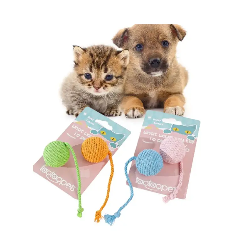 Pet Rope Cotton Toys Tail Balls Macaron Colour Cat Toy Teeth Props Grinding