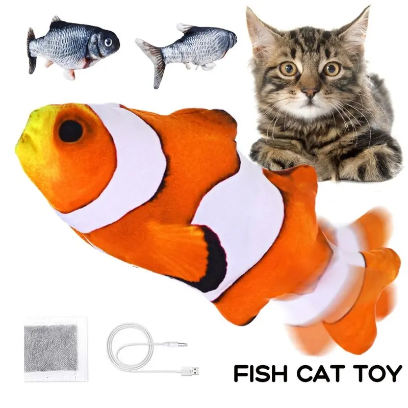 New Greenzech (#2) Clownfish Carp With Catnip Charging Cable Catnip Toy Small
